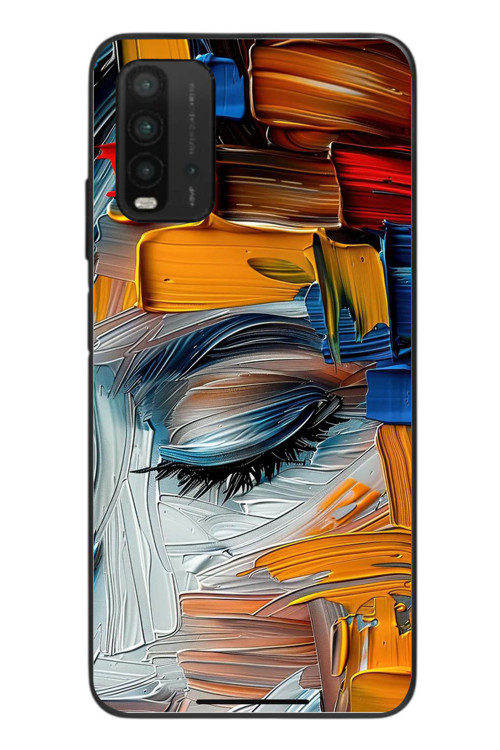 Redmi 9T Uyumlu Göz Boyama Fırçaları Baskılı Silikon Kılıf