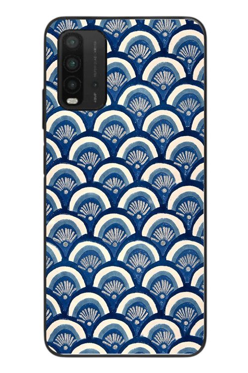 Redmi 9T Uyumlu Mavi Bükleler Baskılı Silikon Kılıf