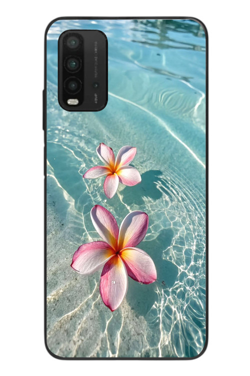 Redmi 9T Uyumlu Denizde Çiçekler Baskılı Silikon Kılıf