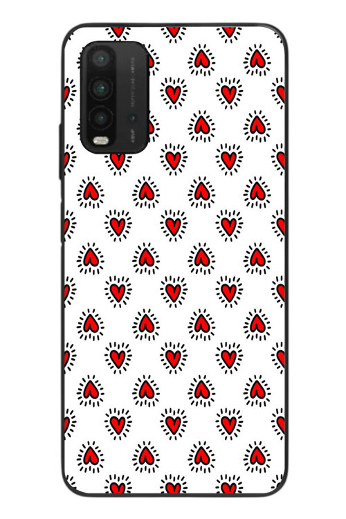 Redmi 9T Uyumlu Kalp Çizgisi Baskılı Silikon Kılıf