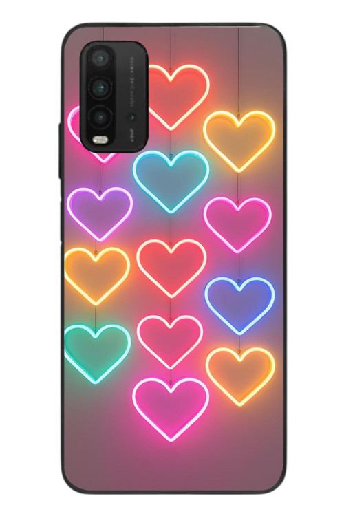 Redmi 9T Uyumlu Neon Kalpler Baskılı Silikon Kılıf