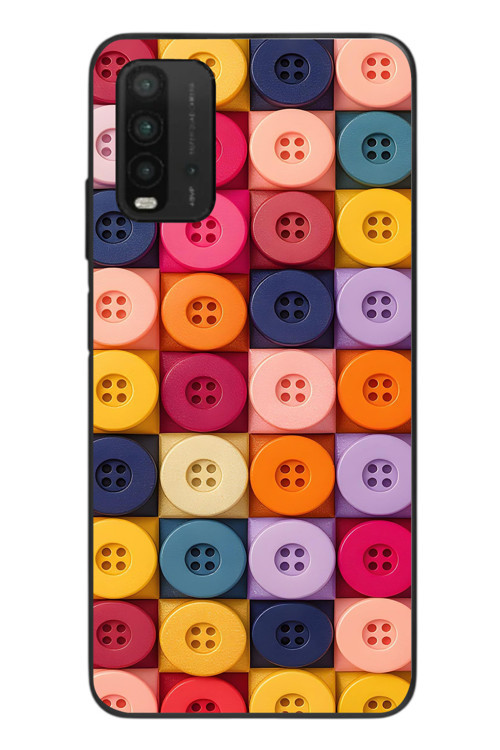 Redmi 9T Uyumlu Renkli Düğmeler Baskılı Silikon Kılıf