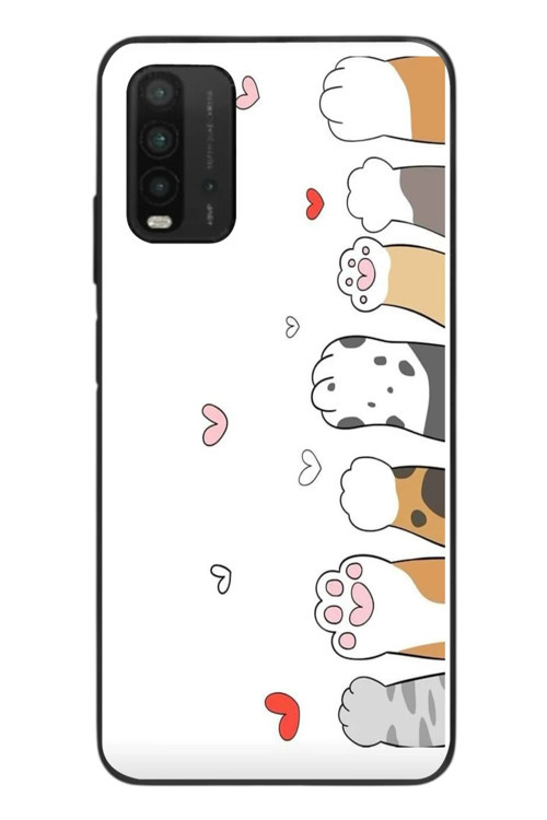 Redmi 9T Uyumlu Kedi Harekatı Patileri Baskılı Silikon Kılıf