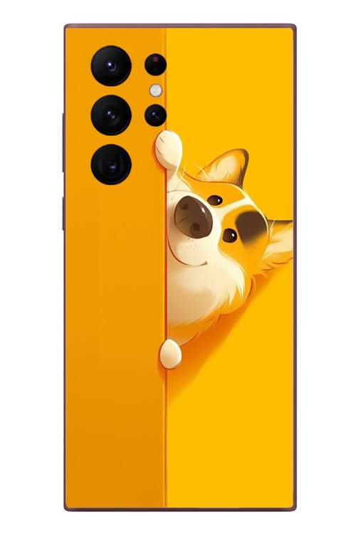 Samsung Galaxy S22 Ultra Uyumlu Sarı Köpek Baskılı Silikon Kılıf