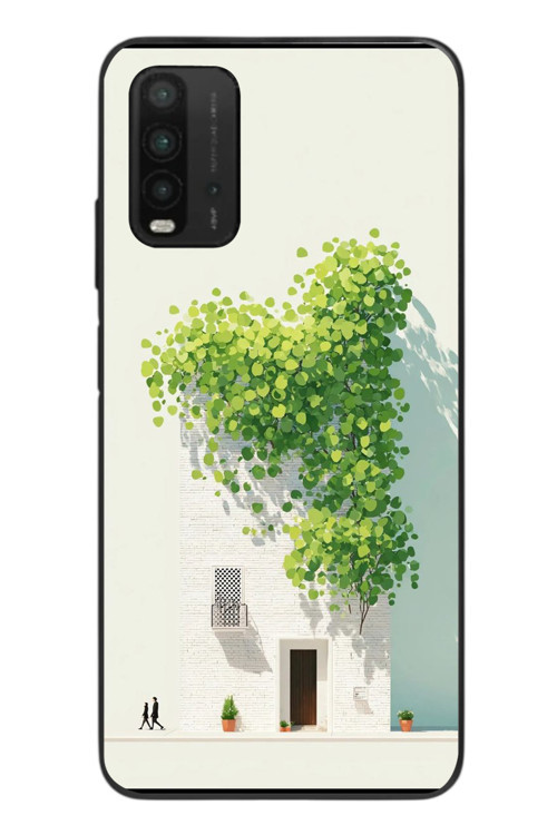 Redmi 9T Uyumlu Sarmaşıklı Ev Baskılı Silikon Kılıf