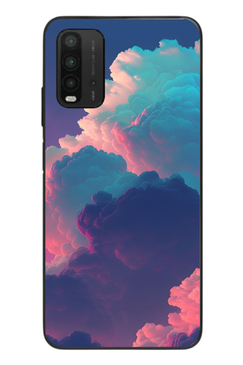 Redmi 9T Uyumlu Renkli Doğal Bulutlar Baskılı Silikon Kılıf