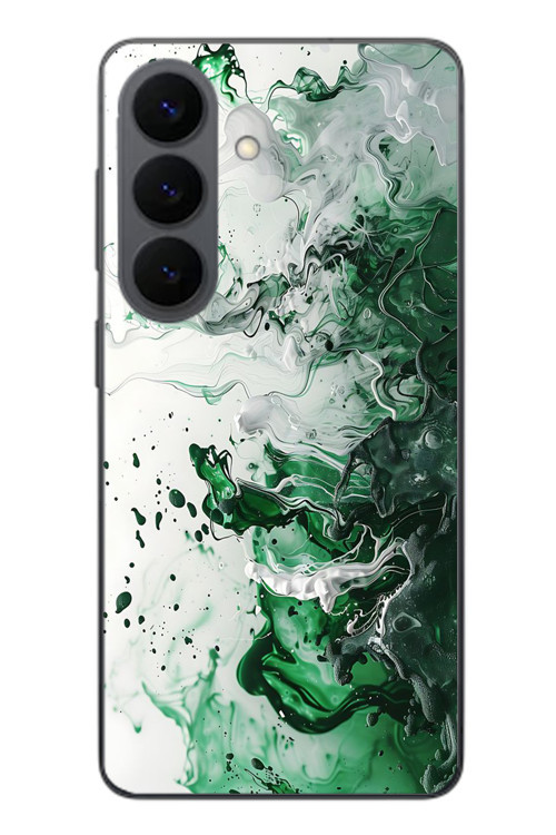 Samsung Galaxy S26 Uyumlu Yeşil Beyaz Dalgalar Baskılı Silikon Kılıf