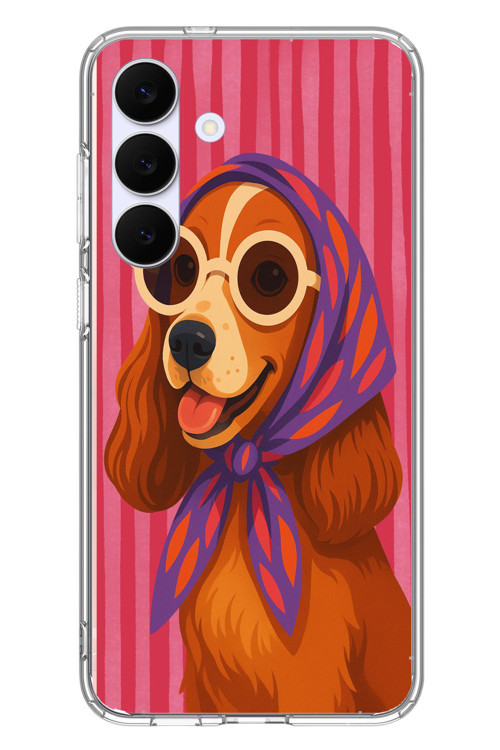 Samsung Galaxy S25 FE Uyumlu Gözlüklü Köpek Baskılı Silikon Kılıf