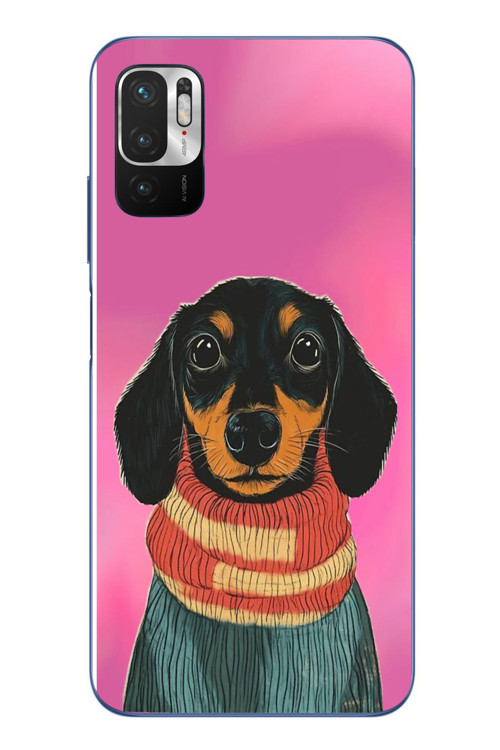 Redmi Note 10 5G Uyumlu Sevimli Siyah Köpek Baskılı Silikon Kılıf