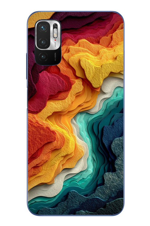 Redmi Note 10 5G Uyumlu Renk Dalgaları Baskılı Silikon Kılıf