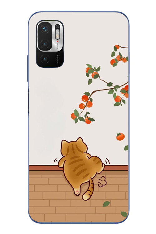 Redmi Note 10 5G Uyumlu Kedi Tırmanıyor Baskılı Silikon Kılıf