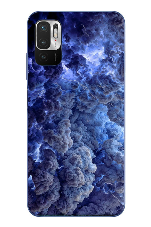 Redmi Note 10 5G Uyumlu Mor Bulutlar Baskılı Silikon Kılıf