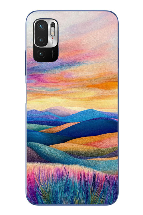 Redmi Note 10 5G Uyumlu Renkli Pastel Günbatımı Baskılı Silikon Kılıf