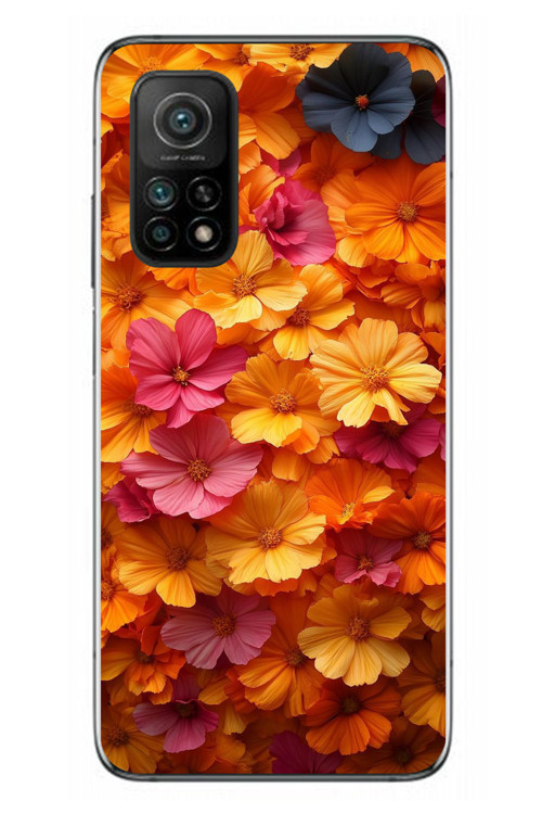 Xiaomi Mi 10 T Uyumlu Sarı Pembe Çiçekler Baskılı Silikon Kılıf