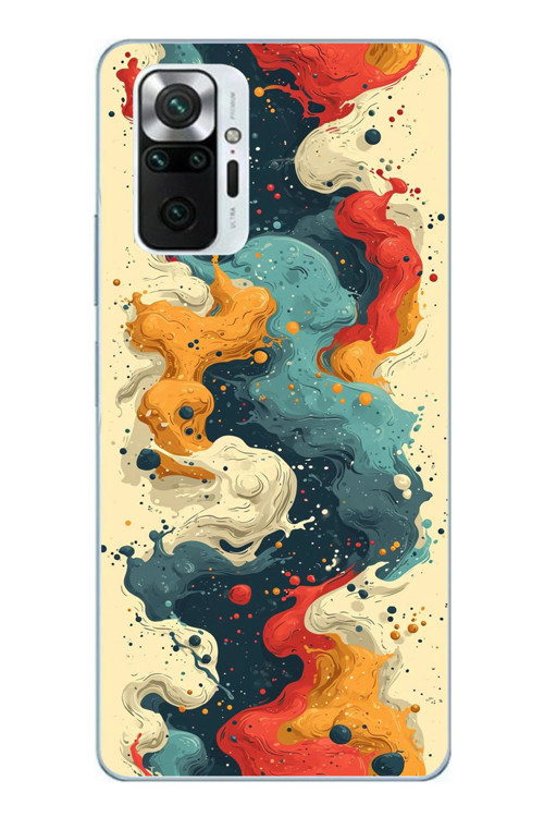 Redmi Note 10 Pro Uyumlu Ahenkli Boya İzleri Baskılı Silikon Kılıf