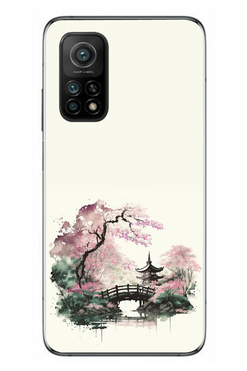Xiaomi Mi 10 T Uyumlu Japon Bahçesi Baskılı Silikon Kılıf