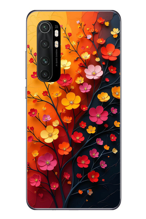 Xiaomi Mi 10 Lite Uyumlu Sonbahar Çiçekleri Baskılı Silikon Kılıf