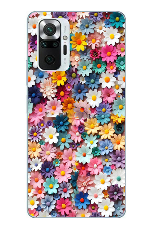 Redmi Note 10 Pro Uyumlu Pastel Çiçekler Baskılı Silikon Kılıf
