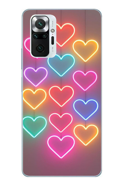 Redmi Note 10 Pro Uyumlu Neon Kalpler Baskılı Silikon Kılıf