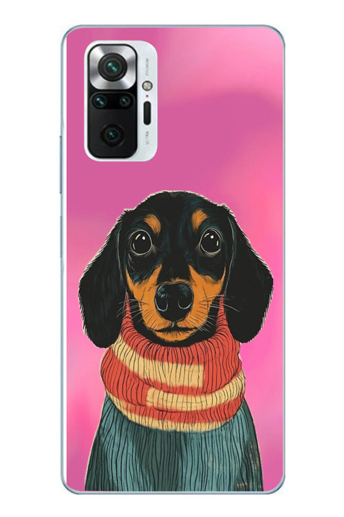 Redmi Note 10 Pro Uyumlu Sevimli Siyah Köpek Baskılı Silikon Kılıf