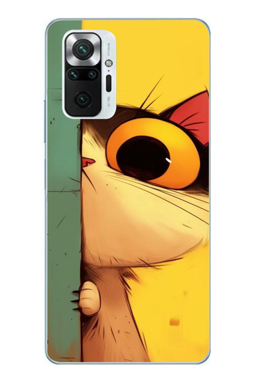 Redmi Note 10 Pro Uyumlu Tek Gözlü Kedi Baskılı Silikon Kılıf