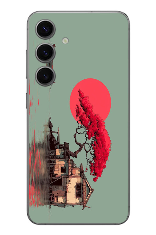 Samsung Galaxy S24 Uyumlu Sahil Evi Baskılı Silikon Kılıf