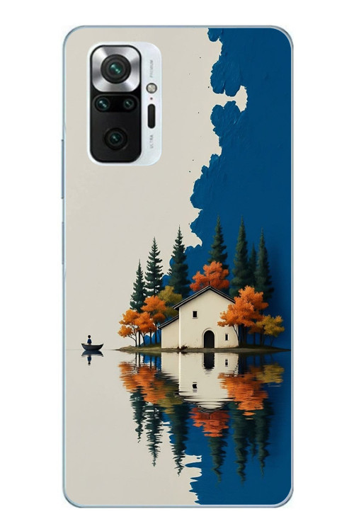 Redmi Note 10 Pro Uyumlu Sonbahar Evi Baskılı Silikon Kılıf