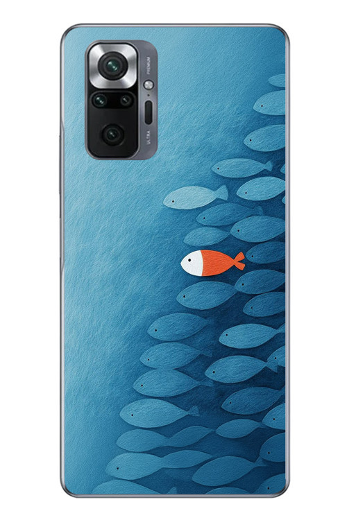 Redmi Note 10 Uyumlu Balıklar Yüzüyor Baskılı Silikon Kılıf