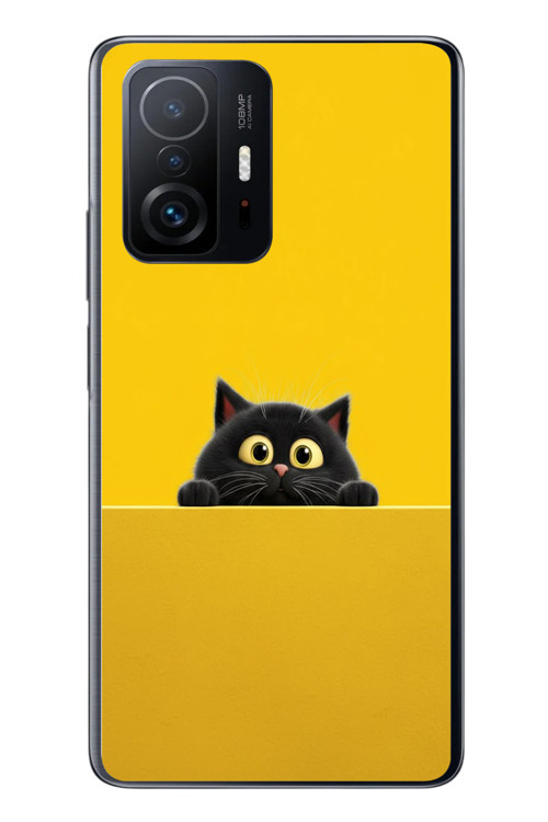 Xiaomi Mi 11 T-11 T Pro Uyumlu Sarı Gözlü Kedi Baskılı Silikon Kılıf