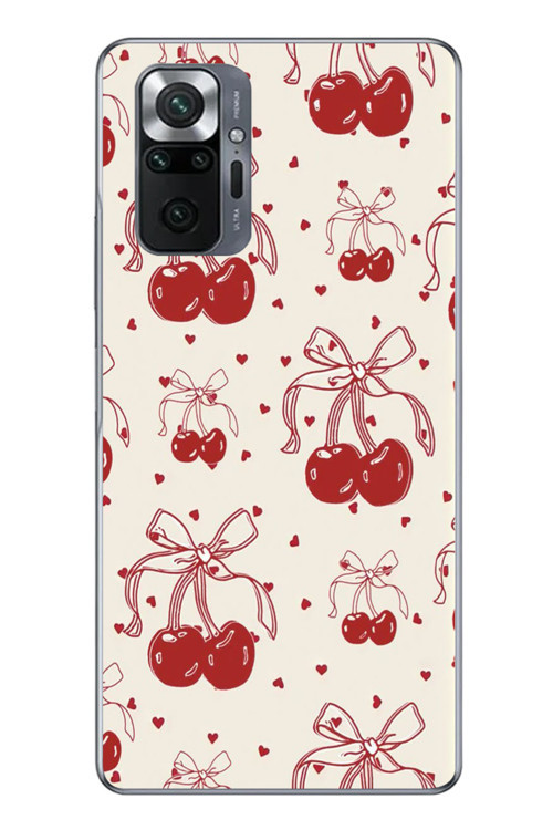 Redmi Note 10 Uyumlu Kiraz Bukleleri Baskılı Silikon Kılıf