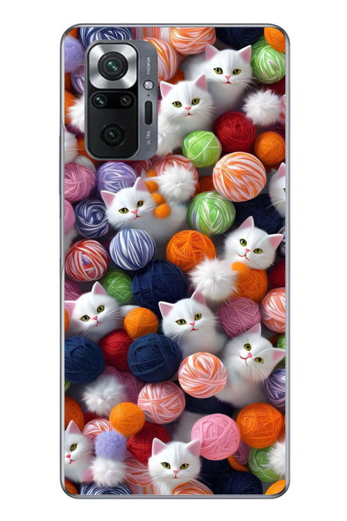 Redmi Note 10 Uyumlu Renkli Kediler Baskılı Silikon Kılıf