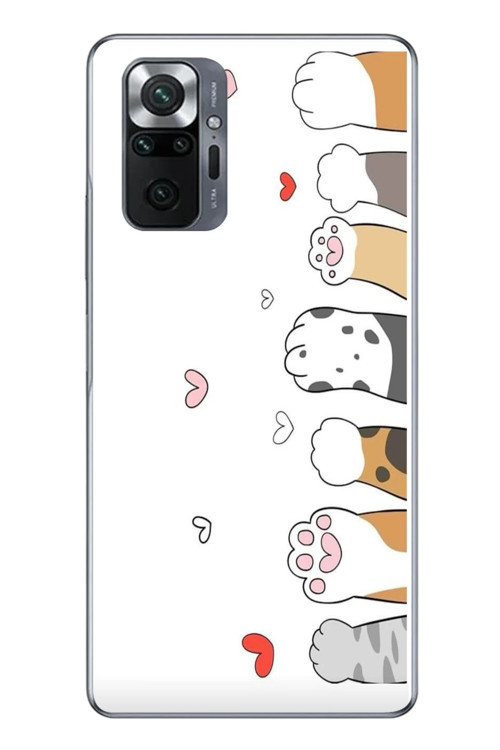 Redmi Note 10 Uyumlu Kedi Harekatı Patileri Baskılı Silikon Kılıf