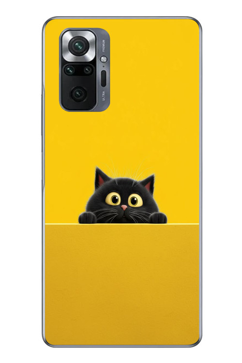 Redmi Note 10 Uyumlu Sarı Gözlü Kedi Baskılı Silikon Kılıf