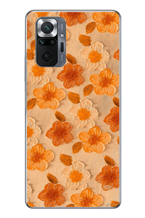 Redmi Note 10 Uyumlu Turuncu Papatyalar Baskılı Silikon Kılıf