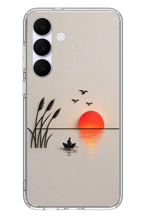 Samsung Galaxy S25 FE Uyumlu Gün Batımı Çizim Baskılı Silikon Kılıf