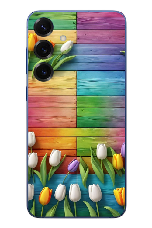 Samsung Galaxy S25 Plus Uyumlu Renkli Laleler Baskılı Silikon Kılıf