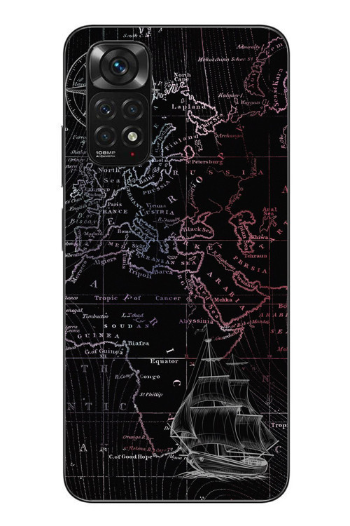 Redmi Note 11 - 11s Uyumlu Denizci Dünya Haritası Baskılı Silikon Kılıf