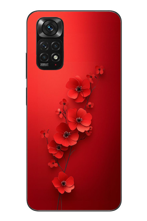 Redmi Note 11 - 11s Uyumlu Kırmızı Kardelenler Baskılı Silikon Kılıf