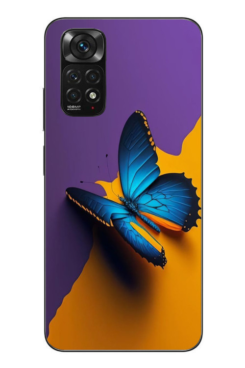 Redmi Note 11 - 11s Uyumlu Mavi Kelebek Baskılı Silikon Kılıf