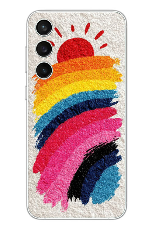 Samsung Galaxy S23 Fe Uyumlu Güneşli Gökkuşağı Baskılı Silikon Kılıf