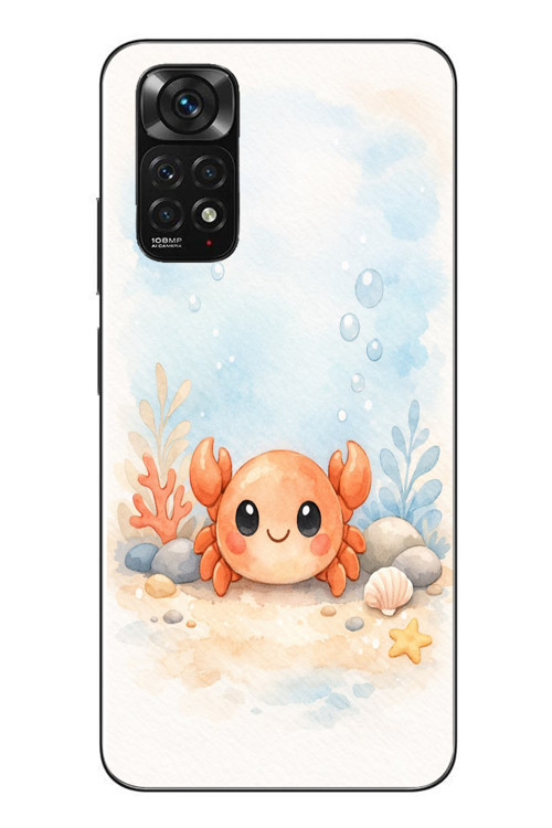 Redmi Note 11 - 11s Uyumlu Sevimli Yengeç Baskılı Silikon Kılıf