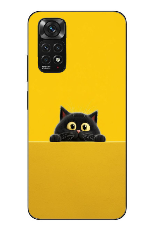 Redmi Note 11 - 11s Uyumlu Sarı Gözlü Kedi Baskılı Silikon Kılıf