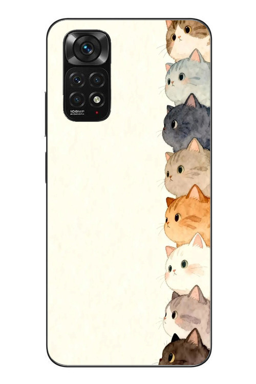 Redmi Note 11 - 11s Uyumlu Sıralı Kediler Baskılı Silikon Kılıf