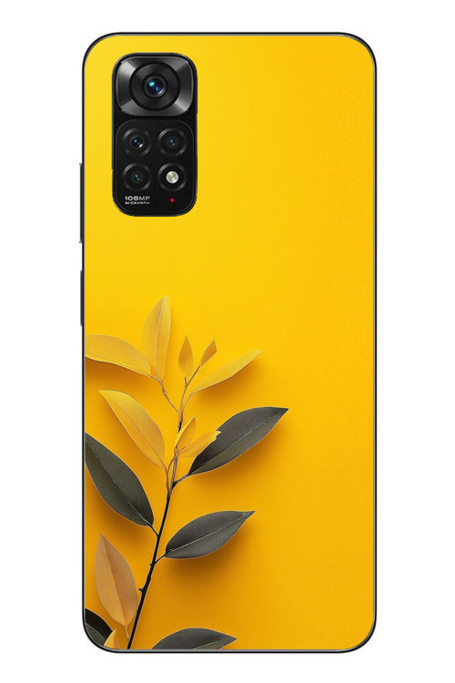 Redmi Note 11 - 11s Uyumlu Sarı Siyah Çiçekler Baskılı Silikon Kılıf