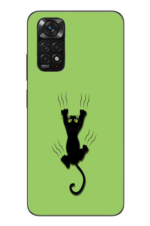 Redmi Note 11 - 11s Uyumlu Tutunan Kedi Baskılı Silikon Kılıf