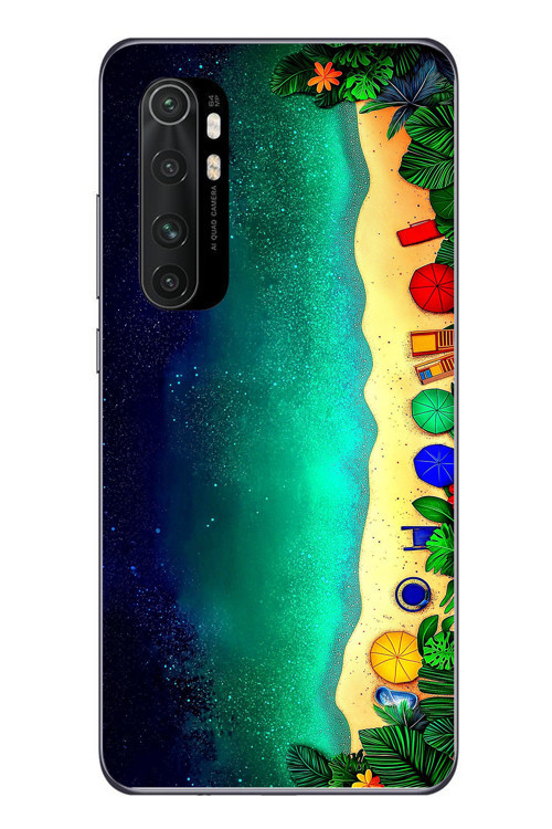 Xiaomi Mi 10 Lite Uyumlu Tatil Kumsal Gecesi Baskılı Silikon Kılıf