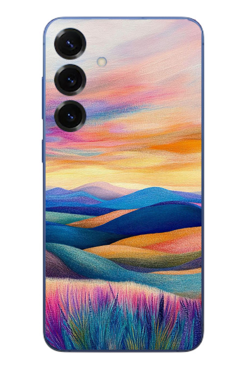 Samsung Galaxy S25 Plus Uyumlu Renkli Pastel Günbatımı Baskılı Silikon Kılıf