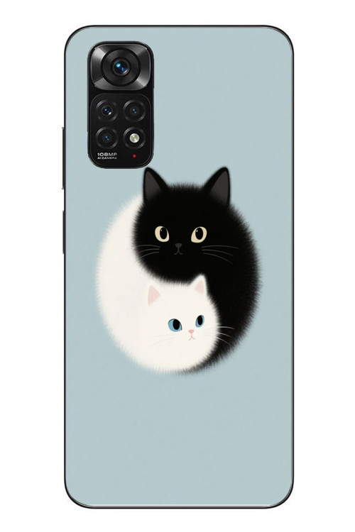 Redmi Note 11 - 11s Uyumlu Yin Yang Kediler Baskılı Silikon Kılıf