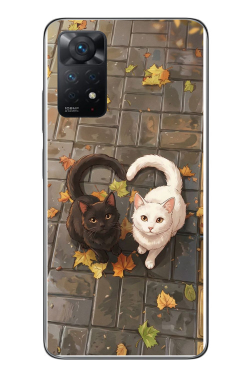 Redmi Note 11 Pro 4G Uyumlu Kalp Kuyruklu Kediler Baskılı Silikon Kılıf