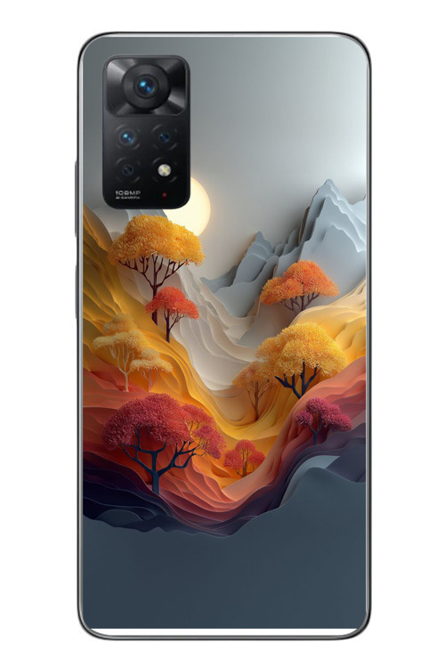 Redmi Note 11 Pro 4G Uyumlu Renk Dalgalı Manzara Baskılı Silikon Kılıf